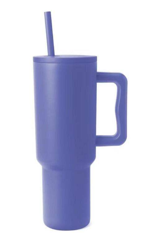 Monochromatic Stainless Steel Tumbler w/ Matching Straw in Cobalt Blue One Size - Tumblers photo