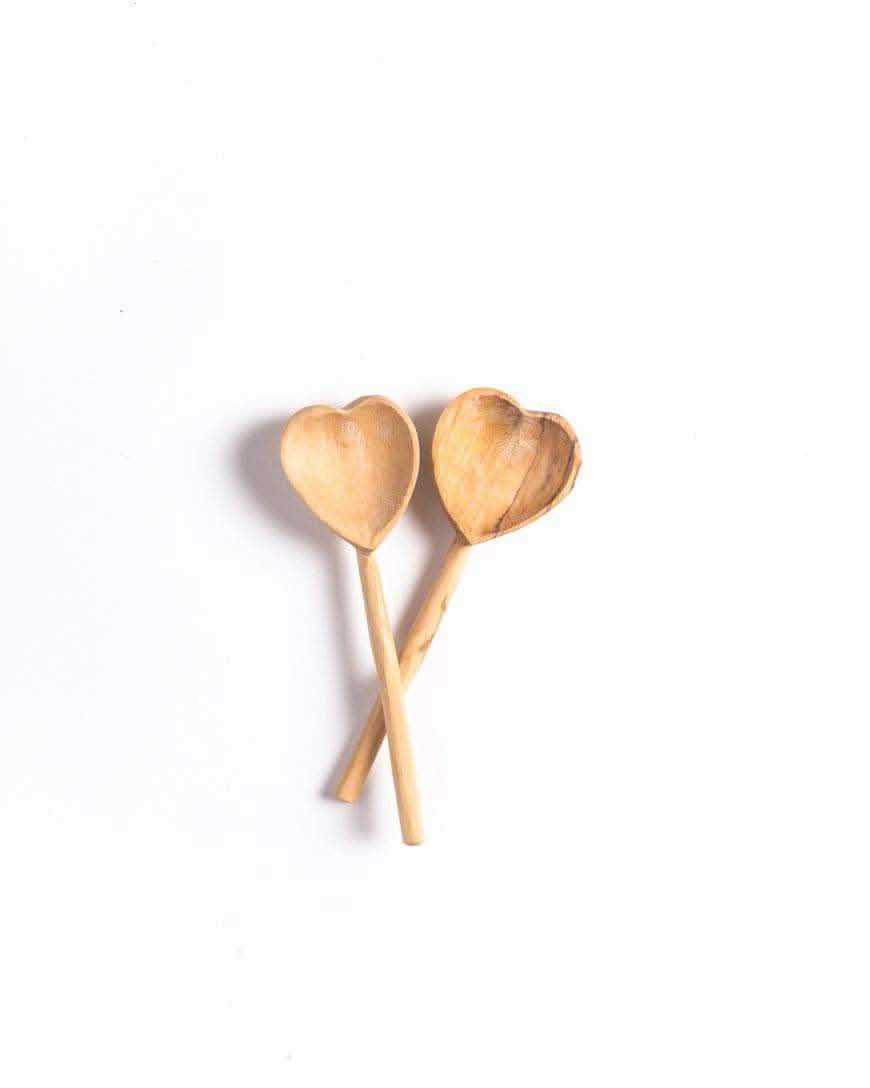 Olive Wood Heart Teaspoon Pair - SwagglyLife Home & Fashion