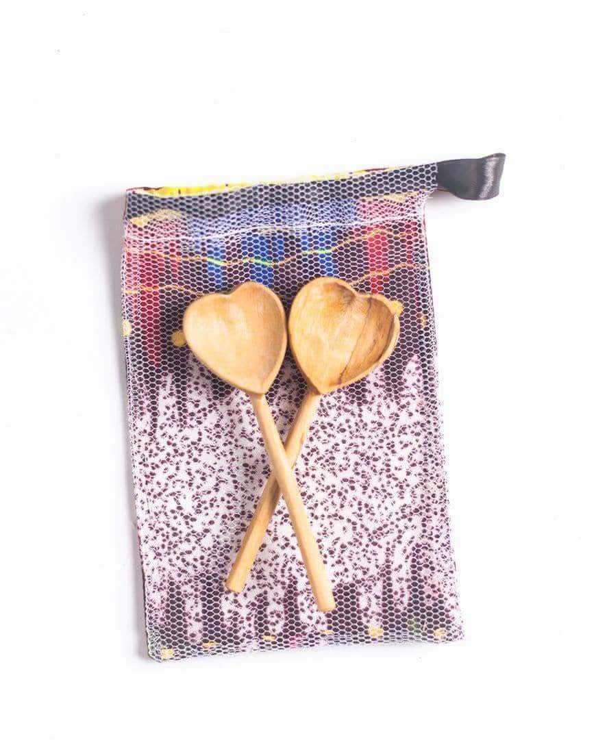 Olive Wood Heart Teaspoon Pair - SwagglyLife Home & Fashion