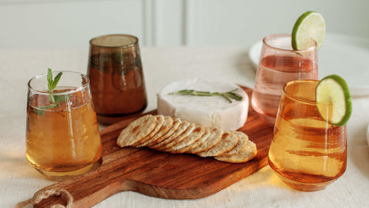 Pair of Hammered Glass Stemless Tumblers in - Kitchen & Dining photo