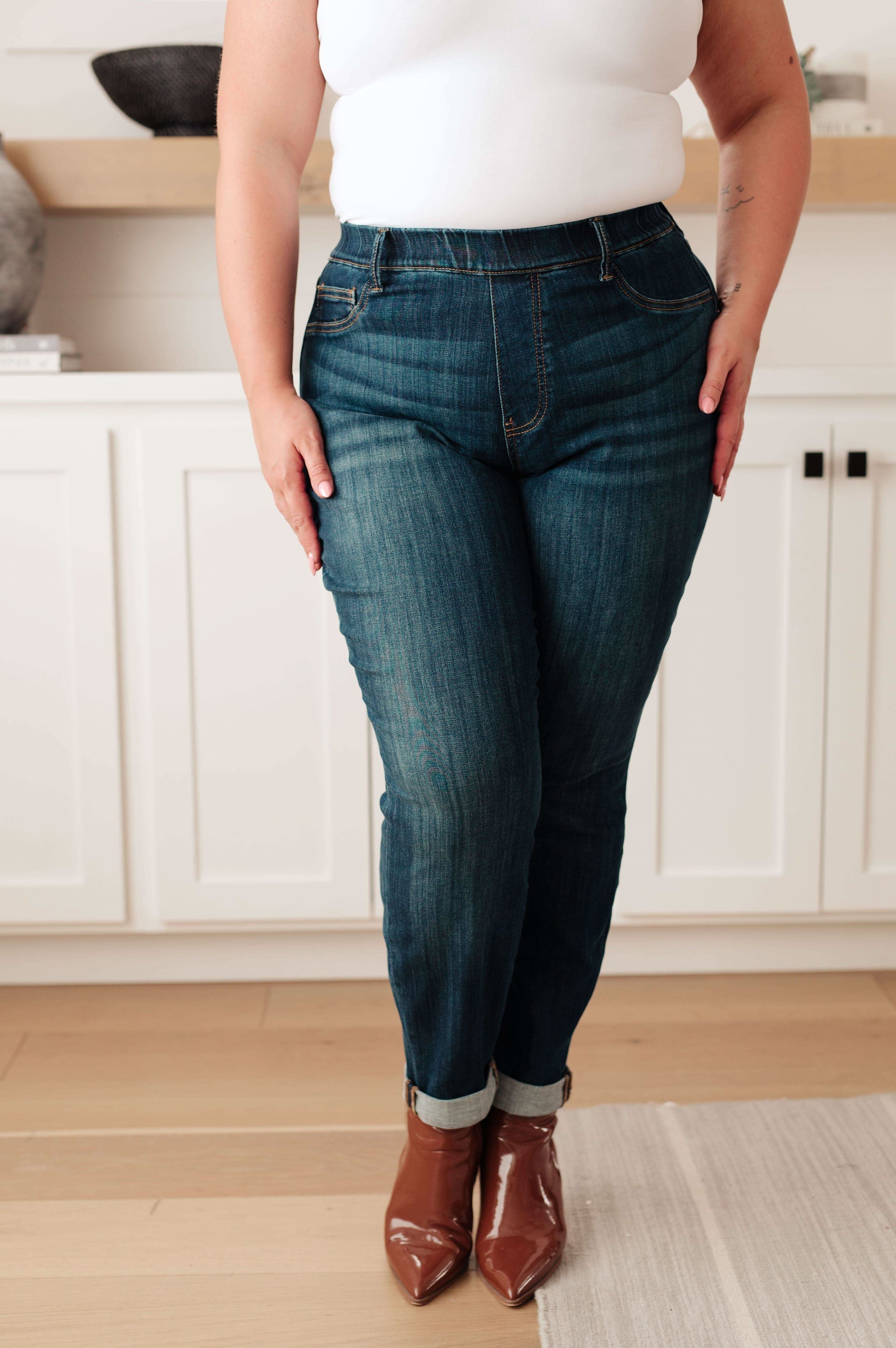 Rowena High Rise Pull On Double Cuff Slim Jeans in - Womens photo