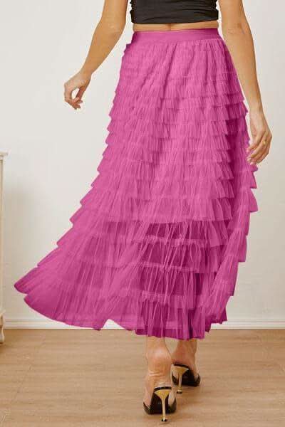 Ruched High Waist Tiered Skirt - SwagglyLife Home & Fashion