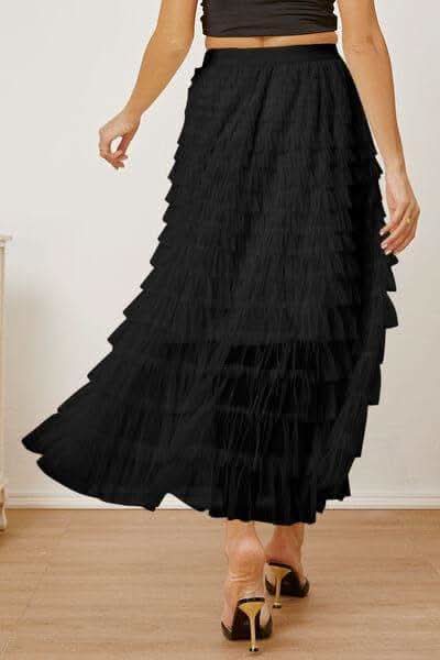 Ruched High Waist Tiered Skirt - SwagglyLife Home & Fashion
