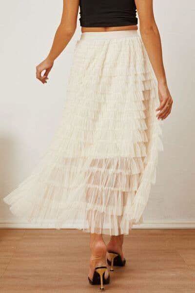 Ruched High Waist Tiered Skirt - SwagglyLife Home & Fashion