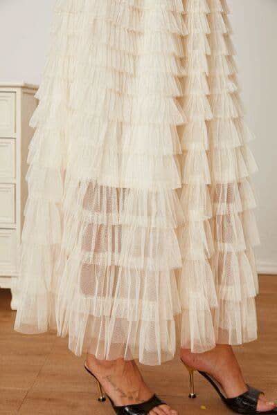 Ruched High Waist Tiered Skirt - SwagglyLife Home & Fashion