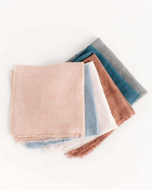 Stone Washed Linen Cocktail Napkin in Blush Single - Cloth Napkins photo