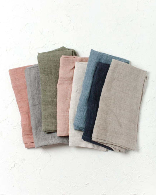 Stone Washed Linen Hemmed Dinner Napkins in Oyster Single - Cloth Napkins photo