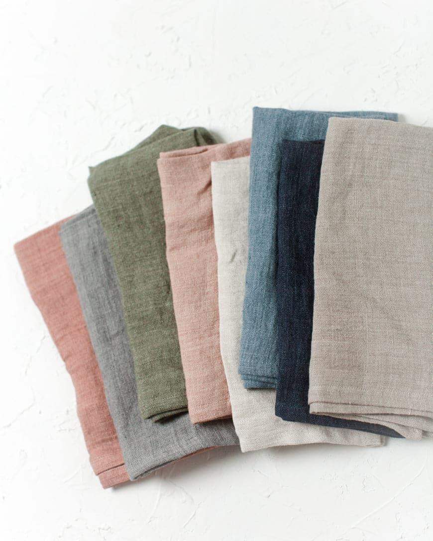 Stone Washed Linen Hemmed Dinner Napkins - SwagglyLife Home & Fashion