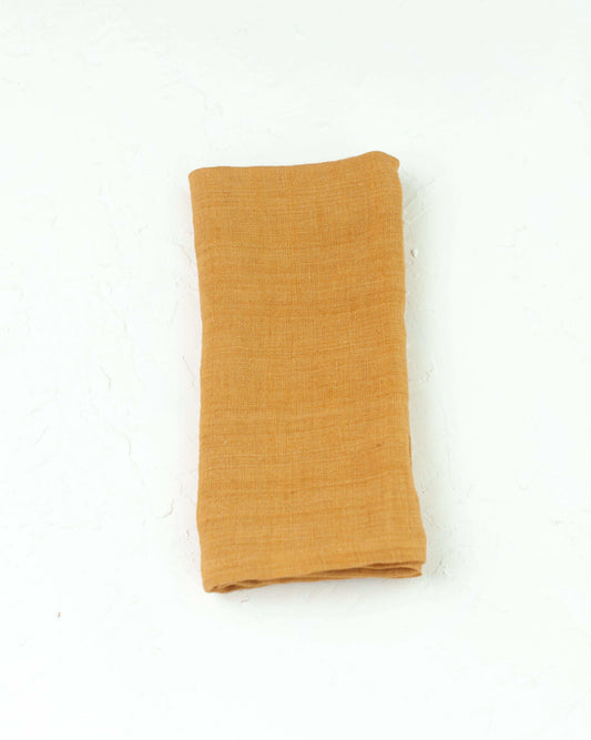 Stone Washed Linen Hemmed Dinner Napkins in Gold - Cloth Napkins photo