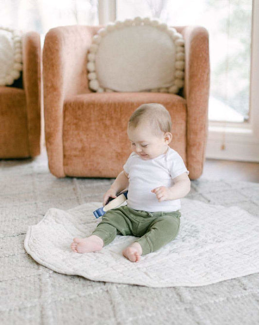 Stone Washed Linen Quilted Play Mat in - Baby & Toddler photo