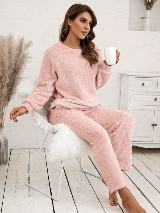 Teddy Long Sleeve Top and Pants Lounge Set in - photo