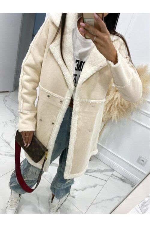 Lapel Collar Exposed Seam Buttoned Coat - SwagglyLife Home & Fashion