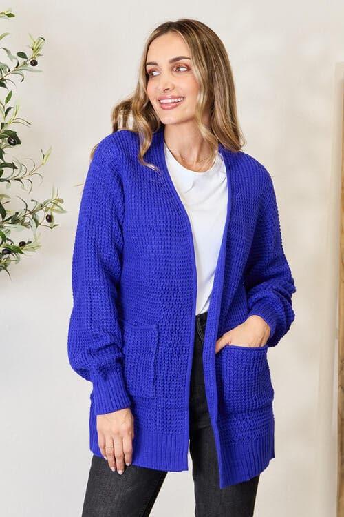 Zenana Full Size Waffle-Knit Open Front Cardigan - SwagglyLife Home & Fashion