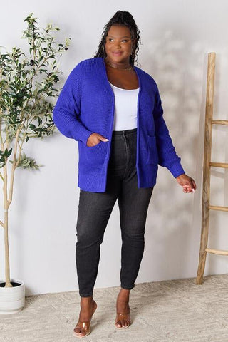 Zenana Full Size Waffle-Knit Open Front Cardigan - SwagglyLife Home & Fashion