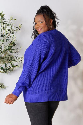 Zenana Full Size Waffle-Knit Open Front Cardigan - SwagglyLife Home & Fashion