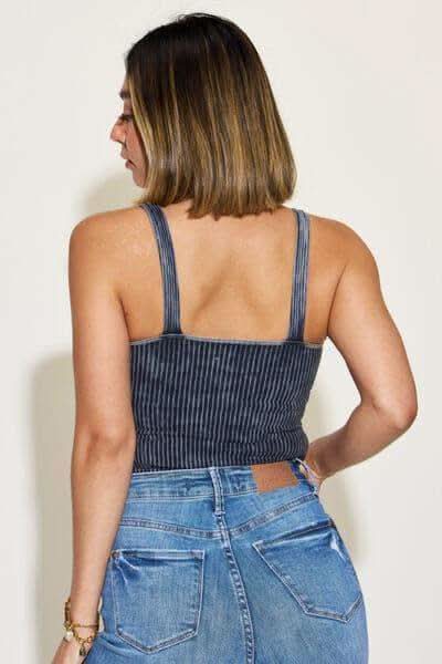 Zenana Ribbed Washed Square Neck Tank - SwagglyLife Home & Fashion